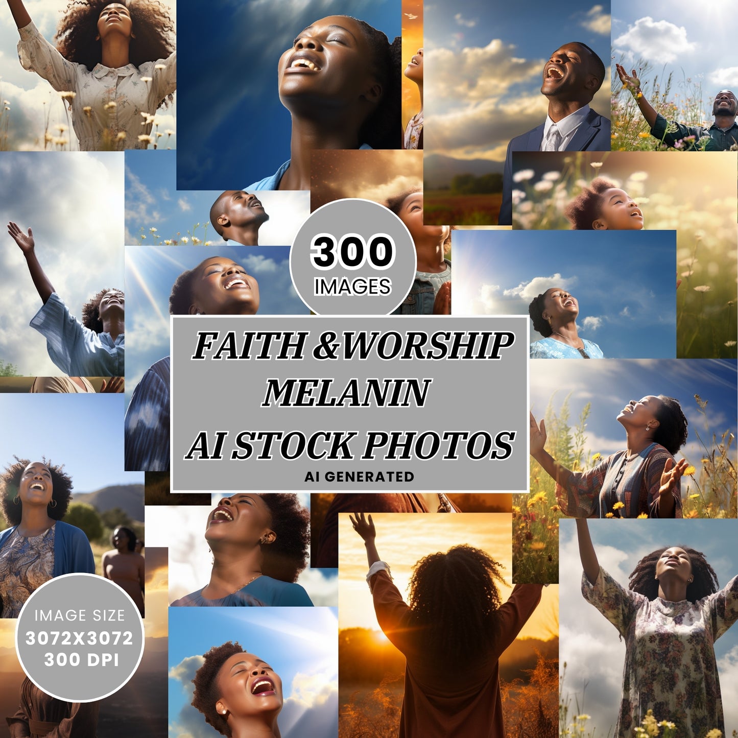 Faith & Worship Melanin AI Stock Photos | 300 High-Quality Images | Perfect for Social Media, Digital Marketing, and More