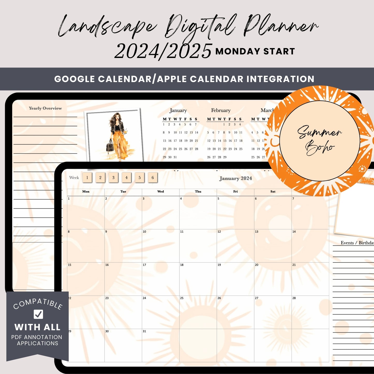 2024 2025 Summer Boho PLR Planner 1