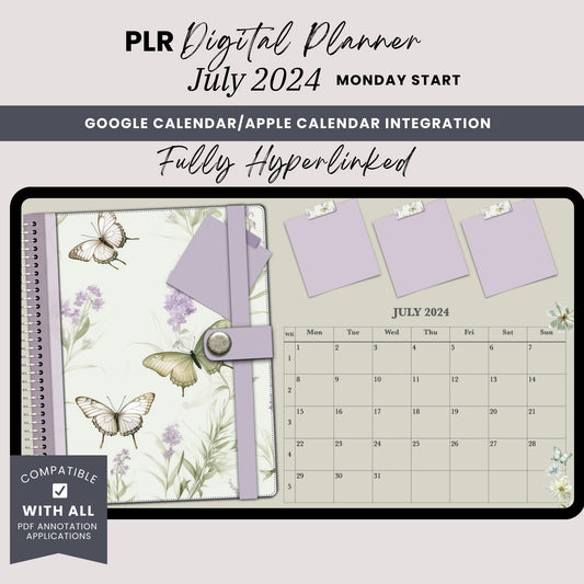 July 2024 One Month PLR Planner Butterfly