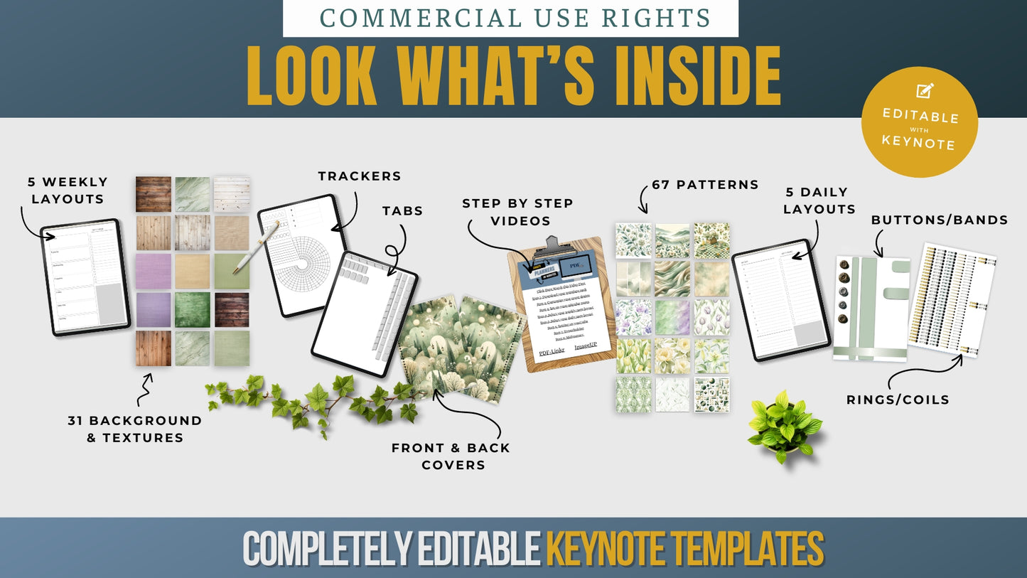 Sage Flow Digital Planner Template Pack Keynote