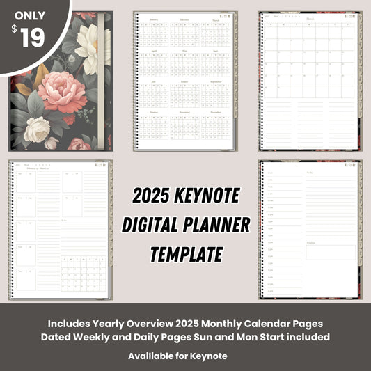 2025 Keynote Portrait Digital Planner Template